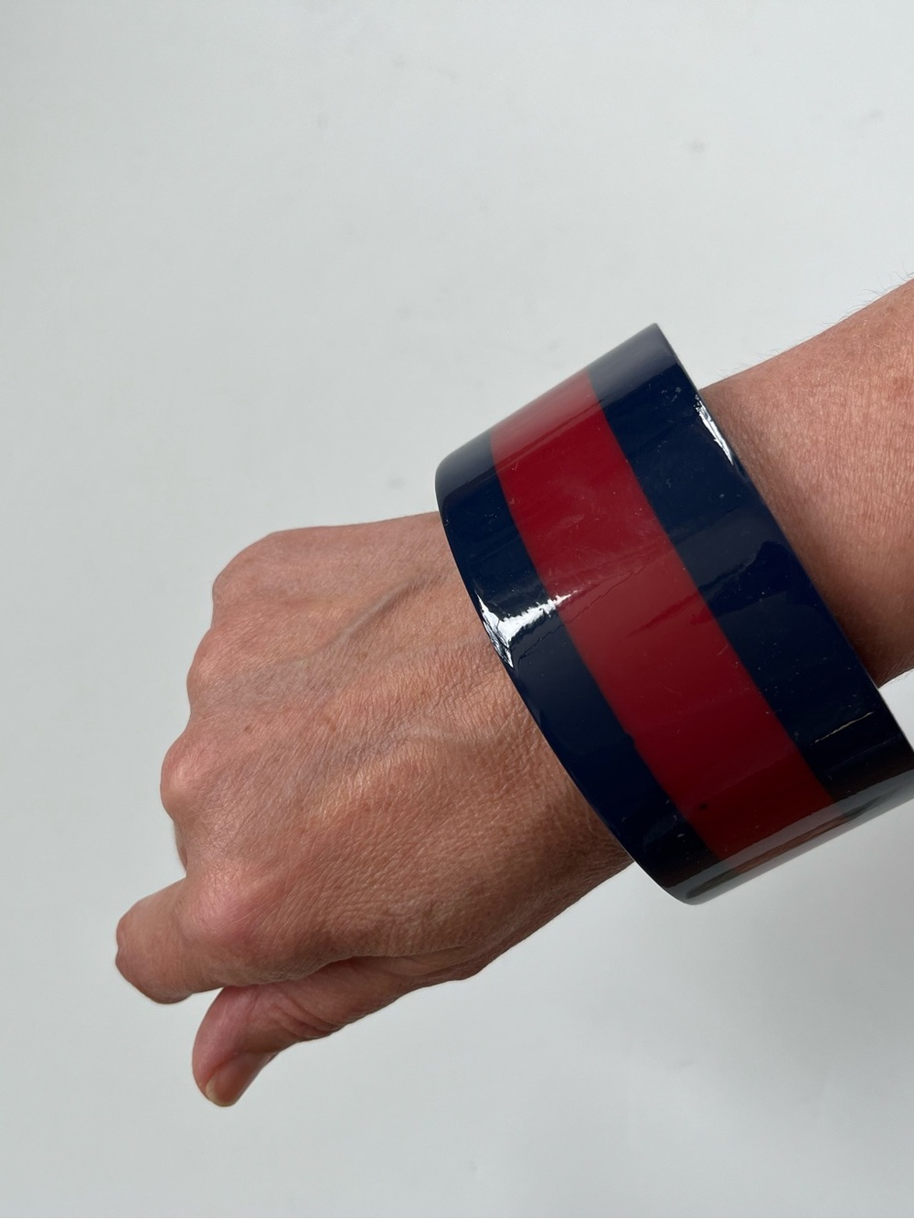 Chunky Bangle Red Blue Stripe Bracelet